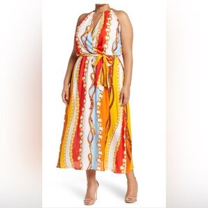 Beach House II Sleeveless Dress, chain print, with a gold chain in the neck.NEW